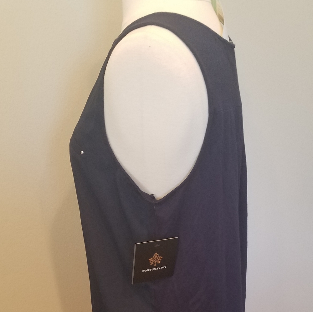 Stitch Fix Fortune+Ivy Navy Blue Leighton Zip Detail Tank Top - Picture 4 of 10